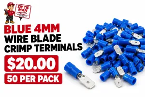 Blue 4mm Wire Blade Crimp Terminals
